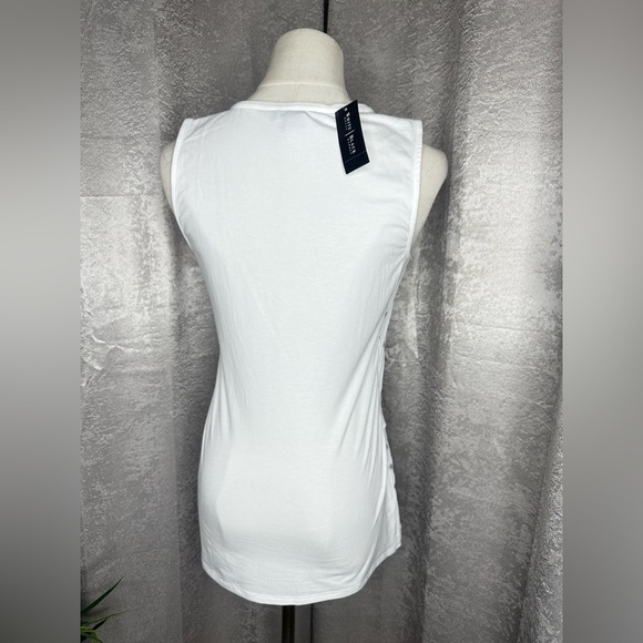 NWT WHBM Retro Foil Dot Woven Tier Shell Sleeveless Blouse in White/Silver Sz XS - Picture 6 of 9